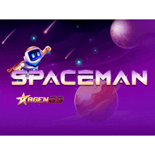 a purple background with a spaceman and the word spaceman