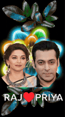 a poster of a man and a woman with the name raj priya