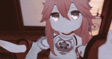 a pixelated image of a girl with pink hair