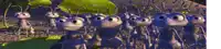a group of ants standing next to each other with their eyes closed