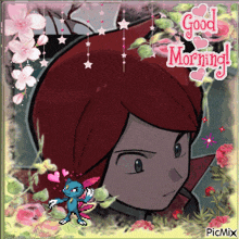 a picture of a cartoon character with the words good morning