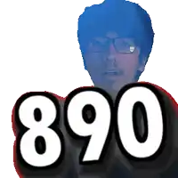 a pixelated image of a man with glasses and the number 890 on his chest