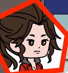 a cartoon drawing of a girl with brown hair