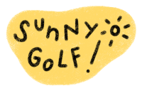 sunny golf is written on a yellow background