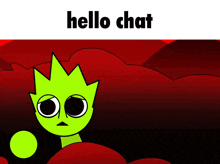 a cartoon character with a crown and the words hello chat below it