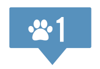 a speech bubble with a paw print and the number 500