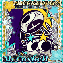 a picture of a cartoon character with the words j love yuri moonshell