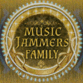 a sign that says music jammers family is surrounded by lights