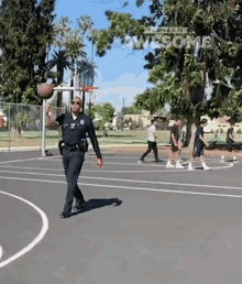 policeman ball spin spin basketball cool trick
