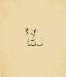 a drawing of a mouse sitting on a beige background