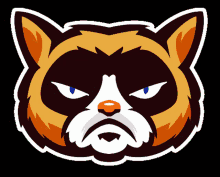 an illustration of a grumpy cat 's face with a black background