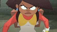 a cartoon character is making an angry face