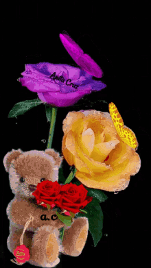 Rosas Y Mariposas Y Oso GIF - Rosas Y Mariposas Y Oso GIFs
