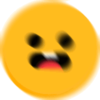 a yellow smiley face with black eyes and a red mouth on a white background