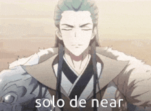 a cartoon of a man with long hair and the words solo de near written below him .