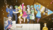 celebration anime dancing confetti