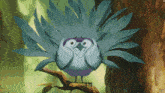 a drawing of a bird with feathers on its head and a watermark on the bottom left corner