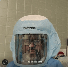 a man wearing a helmet that says 19xv12