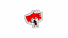 a drawing of a girl with red hair and a bow on her head