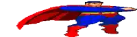 a pixel art of superman with a cape on