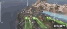 a screenshot of a video game where a person is flying through the air .