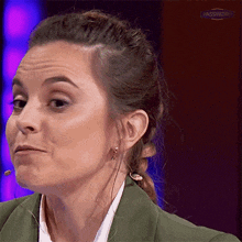 a close up of a woman 's face with the word passwort visible in the corner