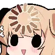 a pixel art drawing of a girl with a circle of buttons on her head .