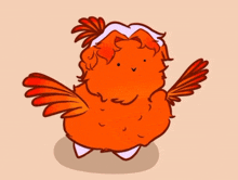 a cartoon drawing of an orange bird with a white head