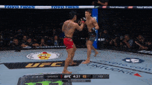 two men are fighting in a ufc ring with a toyo tires banner behind them