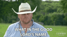 What In The Good Lords Name Ethan Treadwell GIF - What In The Good Lords Name Ethan Treadwell Ultimate Cowboy Showdown GIFs
