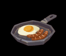 breakfast bacon and eggs frying pan