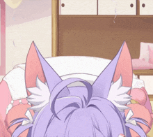 a cat with purple hair and pink ears