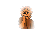 a cartoon drawing of a man with orange hair