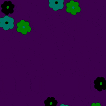 a purple background with green and black flowers and the words ' ' ' ' ' ' ' ' on it