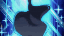 a blue background with a silhouette of a person in the middle of it