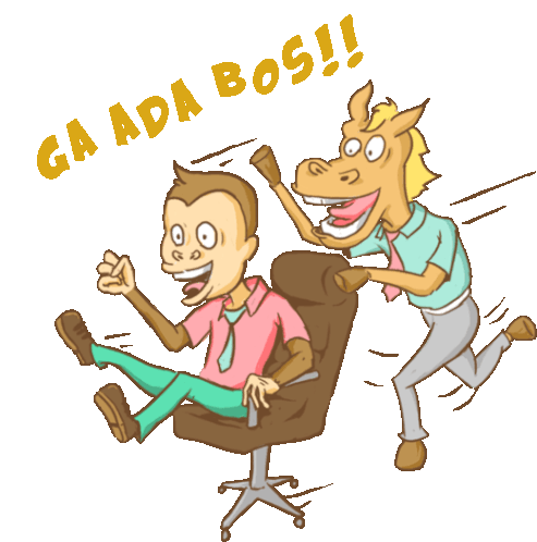 The Duo Play With Caption We Don'T Have A Boss Now Sticker - Si Dakudan Nyemot Monkey Horse Stickers