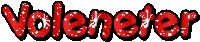the word volometer is written in red with glitter