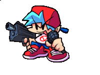a cartoon character with a microphone and a gun
