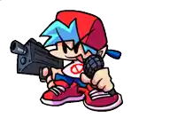 a cartoon character with a microphone and a gun