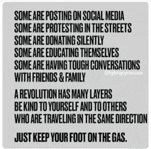 a poster that says some are posting on social media some are protesting in the streets