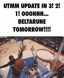 a basketball game is being played with the words utmm update in 3 2