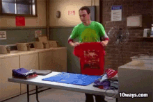 Sheldon Fold Shirts GIF - Sheldon Fold Shirts Laundry GIFs
