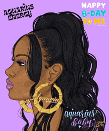 a cartoon drawing of a woman with the words happy b-day to me