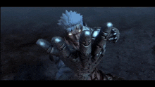 a video game character has a circle around his chest that says a on it