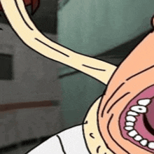 a cartoon character with a long tongue sticking out of his mouth .