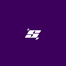a purple background with the letter s and two stars
