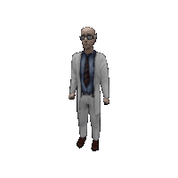 a 3d model of a man in a white coat and tie