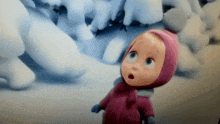 a cartoon character is wearing a pink hat and scarf
