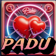 a picture of a heart with nails sticking out of it and the word padu underneath it