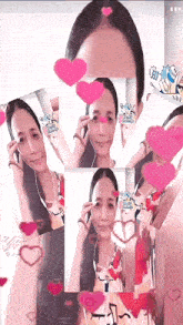 a collage of a woman 's face with hearts and the year 2019